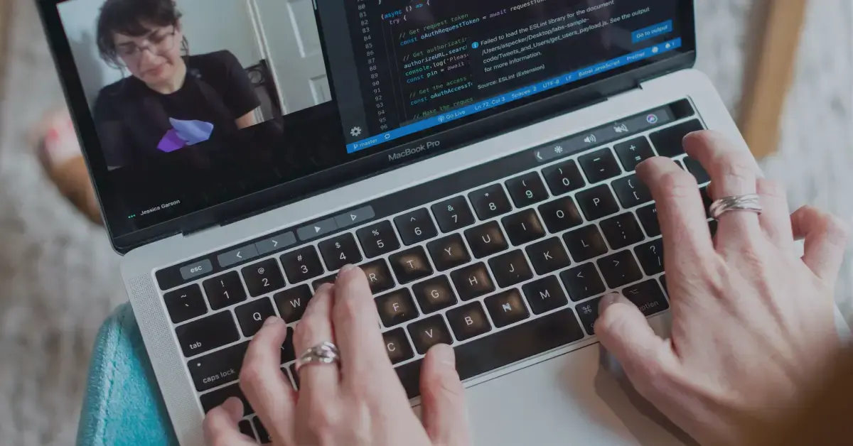 woman working on her laptop