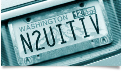 Washington State license plate spelling company name